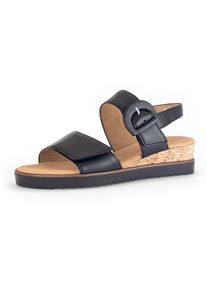 Keilsandalette Gabor "GENUA", Damen, Gr. 40, schwarz, Kalbsleder, unifarben, Schuhe Keilsandalette, Riemchensandale, Sommerschuh, Komfortschuh in Weite G (=weit)