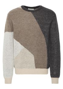 Strickfleece-Pullover Casual Friday "Strickpullover CFNOE", Herren, Gr. 3XL, grau (dunkelgrau melange), Obermaterial: 45% Nylon NY. 40% Polyacryl PAN. 10% Wolle mw. 5% Ziegenhaar HZ., Pullover Strickfleece-Pullover