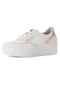 Plateausneaker Gabor, Damen, Gr. 42, beige (creme, pastellfarben), Nappaleder, Schuhe Plateausneaker, Freizeitschuh, Halbschuh, Schn&uuml;rschuh mit Kontrastbes&auml;tzen