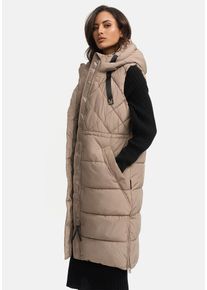 Steppweste Marikoo "Marikoo Narikaa Damen Winterweste N018", Damen, Gr. M, grau (taupe grau), Obermaterial: 100% Polyester PES., Westen Steppweste