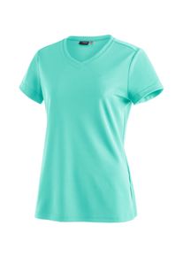 T-Shirt Maier Sports "Trudy", Damen, Gr. 46, blau (hellt&uuml;rkis), 100% Polyester, Rundhals, Shirts T-Shirt, Damen Kurzarmshirt, leichtes Sommer Funktionsshirt, V-Ausschnitt