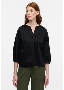 Longbluse Eterna "LOOSE FIT", Damen, Gr. 40, schwarz, 95% Baumwolle, 5% Elasthan, l&auml;ssig geschnitten, Blusen Longbluse, EASY IRON (b&uuml;gelleicht)