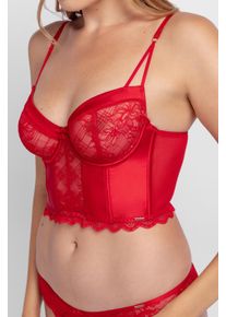 Bustier Dorina "Hasina", Damen, Gr. 90, Cup B, rot, Spitze, Obermaterial: 54% Polyamid, 37% Polyester, 9% Elasthan, unifarben, BHs Bustier, mit zarter Spitze und gl&auml;nzendem Satin, verstellbare Tr&auml;ger