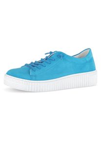 Slip-On Sneaker Gabor, Damen, Gr. 35, blau (t&uuml;rkis), Ziegenveloursleder, unifarben, Schuhe Slip-On Sneaker, Freizeitschuh, Halbschuh, Slipper mit Ziern&auml;hten