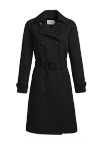 Trenchcoat Khujo "Trenchcoat Rula2", Damen, Gr. S, schwarz, Obermaterial: 65% Baumwolle CO. 35% Polyester PES. Obermaterial: Futter: 95% Polyester PES. 5% Elasthan EL., M&auml;ntel Trenchcoat