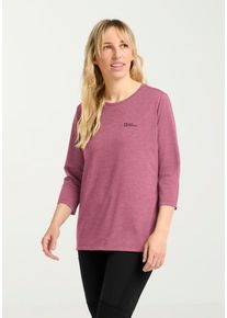 Funktionsshirt Jack Wolfskin "CROSSTRAIL 3/4 T W", Damen, Gr. S (36), raisin, Obermaterial: 100% Polyester, Shirts Funktionsshirt