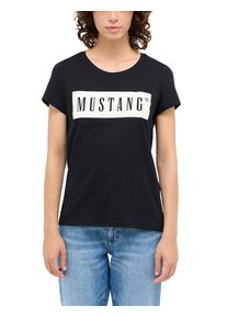 Kurzarmshirt Mustang "Damen Style Alma", Damen, Gr. XS, schwarz, Jersey, 100% Baumwolle, Rundhals, Shirts Kurzarmshirt