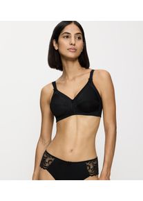 B&uuml;gelloser BH Triumph "Doreen + Cotton 01 N", Damen, Gr. 75, Cup B, schwarz, Microtouch, Obermaterial: 35% Polyester, 29% Polyamid, 22% Baumwolle, 13% Elasthan, 1% Viskose, unifarben, BHs B&uuml;gelloser BH, mit zarter Lochstickerei
