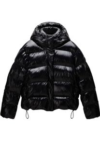 Steppjacke Napapijri "GLANE", Damen, Gr. S, schwarz, Web, Obermaterial: 65% Polyamid, 35% Polyurethan. Futter: 100% Polyester. Wattierung: 100% Polyester, unifarben, Windstopperb&uuml;ndchen, Jacken Steppjacke, in gl&auml;nzender Optik