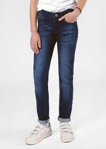 Slim-fit-Jeans STACCATO "LISA", M&auml;dchen, Gr. 158, Normalgr&ouml;&szlig;en, blau (dunkelblau), Oberstoff: 70% Baumwolle, 28% Polyester, 2% Elasthan., Crinkleoptik, Basic, skinny fit, Jeans Slim-fit-Jeans, Slim Fit