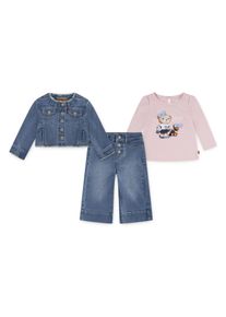 Shirt, Hose & J&auml;ckchen LEVI'S KIDS "LVG JACKET TEE,WIDE JEANS", M&auml;dchen, Gr. 12M (80), rosa (crystal rose), Denim/Jeans, Obermaterial: 64% Baumwolle, 26% Polyester, 8% Viskose, 2% Elasthan. T-Shirt: 60% Baumwolle, 40% Polyester, KOB Set-Artikel Shirt Hose & J&auml;ckchen, Trend Denim, for Girls