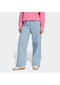 Sporthose adidas originals "WEITES BEIN", Damen, Gr. 128, N-Gr, tactile blau, wei&szlig;,, Obermaterial: 70% Baumwolle, 30% Polyester, Hosen Sporthose, f&uuml;r Kinder und Teens, lockerer Schnitt, mit Kordelverschluss