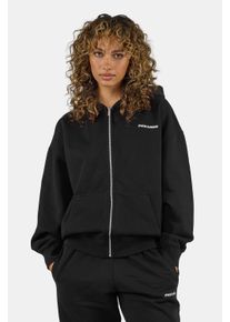 Kapuzensweatjacke Pegador "Clarita Oversized Sweatjacket", Damen, Gr. M, washed schwarz, wei&szlig;, Sweatware, Obermaterial: 80% Baumwolle, 20% Polyester, unifarben, oversize normal, ohne Ausschnitt, Rippb&uuml;ndchen, Sweatjacken Kapuzensweatjacke, Baumwollmischung, oversize