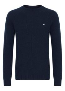 Strickfleece-Pullover Kronstadt "Strickpullover KSDoors O-neck", Herren, Gr. XL, blau (sky captain), Obermaterial: 70% Wolle mw. 30% Polyamid PA., Pullover Strickfleece-Pullover