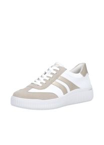 Sneaker Remonte, Damen, Gr. 45, wei&szlig;, goldfarben, Leder, Lederimitat, Veloursleder, Schuhe Sneaker, Schn&uuml;rschuh, Halbschuh, Freizeitschuh mit Lite&acute; n Soft-Ausstattung