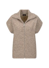 Kurzweste GOLDNER "Melierte Weste mit Rei&szlig;verschluss", Damen, Gr. 54, beige (taupe), Obermaterial: 76% Polyester PES. 15% Polyamid PA. 6% Schurwolle WV. 3% Elasthan EL., Modisch, Westen Kurzweste, Umlegekragen kann hochgeschlossen werden