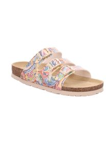 Pantolette Rohde "ALBA", Damen, Gr. 35, beige multicolor, Nubuklederimitat, mehrfarbig, Basic, Schuhe Pantolette, Sommerschuh, Strandschuh, Hausschuh mit drei verstellbaren Schnallen