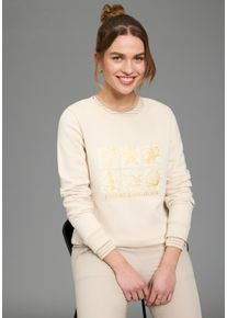 Sweatshirt Kangaroos, Damen, Gr. 40/42, natur, angeraute Sweatware, Obermaterial: 80% Baumwolle, 20% Polyester, Basic h&uuml;ftlang, Rundhals, Rippb&uuml;ndchen, Sweatshirts Sweatshirt, mit Frontdruck