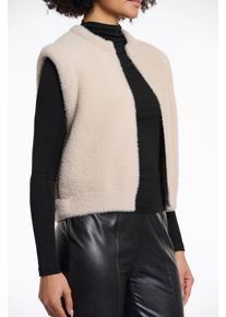 Rino & Pelle Kurzweste RINO & PELLE "ELONA", Damen, Gr. XS (34), grau (stone), Boucl&eacute;, Obermaterial: 59% Polyamid, 26% Polyester, 15% Viskose, unifarben, regular fit taillenbedeckt, Westen Kurzweste, mit B&uuml;ndchen