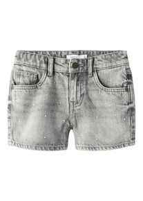 Jeansshorts name it "NKFROSE REG DNM SHORTS 6042-AC NOOS", Jungen, Gr. 164, N-Gr, light grau denim, Denim/Jeans, Obermaterial: 100% Baumwolle, Abriebeffekte, unifarben, regular fit kurz, Jeans Jeansshorts, Baumwolle, mit Glitzersteinchen