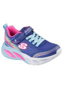 Sneaker Skechers "COSMIC GLOW LIGHTS", M&auml;dchen, Gr. 29, navy, multi, Lederimitat, Textil, Mesh, leicht gl&auml;nzend, Schuhe Sneaker, Sportschuh mit Klett, Gr&ouml;&szlig;enschablone zum Download