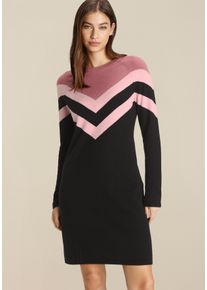 Strickkleid Tamaris, Damen, Gr. 42, N-Gr, rosa (rosa bordeaux schwarz), Strick, Obermaterial: 50% Viskose, 28% Polyester, 22% Polyamid, gestreift, figurumspielend ca. Mitte Oberschenkel, Rundhals, Raglan&auml;rmel, Kleider Strickkleid, l&auml;ssiger Look mit Rundhalsausschnitt