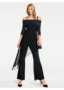 Overall Heine, Damen, Gr. 46, Normalgr&ouml;&szlig;en, schwarz, 95% Polyester, 5% Elasthan, Netzmaterial:100% Polyamid, unifarben, lang, Overalls Overall