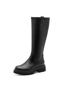 Stiefel Marco Tozzi, Damen, Gr. 37, Normalschaft, schwarz, Lederimitat, unifarben, Schuhe Stiefel, Blockabsatz, Langschaftstiefel mit praktischem Innenrei&szlig;verschluss