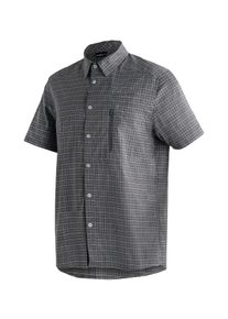 Funktionshemd Maier Sports "Mats S/S", Herren, Gr. 46, Normalgr&ouml;&szlig;en, grau, 97% Polyester, 3% Elasthan, Hemden Funktionshemd, Herren Hemd kurzarm, karriertes Freizeithemd, Kurzarmhemd, Regular Fit
