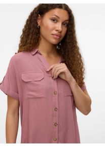 V&eacute;ro Moda Kurzarmbluse VERO MODA "VMBUMPY S/S SHIRT WVN GA NOOS", Damen, Gr. M, nostalgia rose, Web, Obermaterial: 100% Viskose, unifarben, regular fit normal, V-Ausschnitt, mit Aufschlag, Blusen Kurzarmbluse, Viskose, regular fit