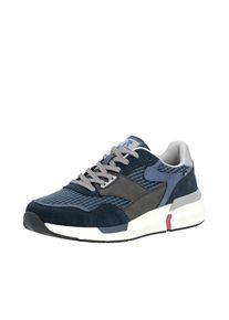 Sneaker RIEKER SPORT, Herren, Gr. 42, blau (blau, grau), Nubukleder, Textil, Veloursleder, Schuhe Sneaker, Schn&uuml;rschuh, Halbschuh, Freizeitschuh mit Soft-Einlage