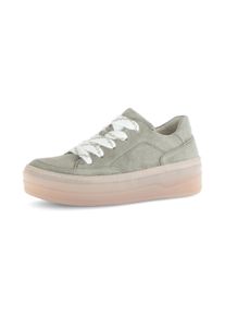 Plateausneaker Gabor, Damen, Gr. 40, hellkhaki, Veloursleder, unifarben, Schuhe Plateausneaker, Schn&uuml;rschuh, Halbschuh, Freizeitschuh mit Ziern&auml;hten