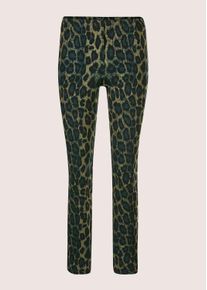 Madeleine Mode Leggings MADELEINE "Leggings Gerade Jersey-Leggings mit Animal-Print", Damen, Gr. 21, N + K Gr, blau (petrol, schwarz), Obermaterial: 69% Polyester PES. 27% Viskose CV. 2% Elasthan EL. 2% Polyacryl PAN., Hosen Leggings