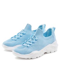 active by Lascana Sneaker LASCANA ACTIVE "Halbschuh, Freizeitschuh, Turnschuhe, Slip-On-Sneaker", Damen, Gr. 42, blau (hellblau), Obermaterial: 100% Textilmaterial. Decksohle: 100% Textilmaterial. Futter: 100% Textilmaterial. Laufsohle: 100% Synthetik, Mesh, unifarben, Basic, Schuhe Sneaker, zum Reinschl&uuml;pfen und elastischen Schn&uuml;rb&auml;ndern VEGAN