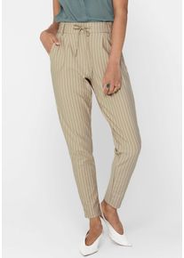 Jogger Pants Only "ONLPOPTRASH EASY RUSH STRIPE PNT NOOS", Damen, Gr. XS (34), L&auml;nge 32, wei&szlig; (humus stripes:with cloud dancer), Milano Rib, Obermaterial: 63% Viskose, 32% Nylon, 5% Elasthan, gestreift, kn&ouml;chellang, Hosen Jogger Pants