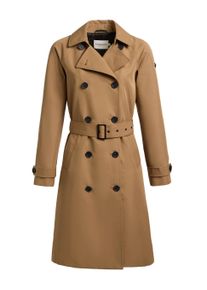 Trenchcoat Khujo "Trenchcoat Rula2", Damen, Gr. XS, gelb (mustard), Obermaterial: 65% Baumwolle CO. 35% Polyester PES. Obermaterial: Futter: 95% Polyester PES. 5% Elasthan EL., M&auml;ntel Trenchcoat