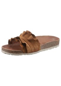 Pantolette VERBENAS "Rocio Roda", Damen, Gr. 40, braun, Veloursleder, unifarben, Schuhe Pantolette, Sommerschuh, Flat mit geschwungenen Laschenstoff