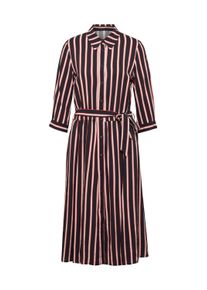 Midikleid GOLDNER "Kurzgr&ouml;&szlig;e Hemdblusenkleid mit Streifendruck", Damen, Gr. 24, K-Gr, schwarz (schwarz, stein, gestreift), Obermaterial: 100% Viskose CV., normal, Sonstiges, Kleider Midikleid, Ohne