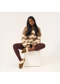 Clog Bearpaw "Loki Exotic", Damen, Gr. 41, braun, beige, Veloursleder, Schuhe Clog, Home Slipper, Hausschuh, Clog mit Leo-Muster