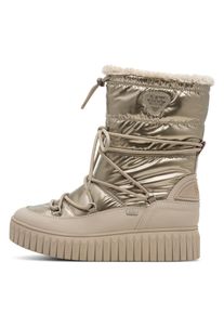 Snowboots Marco Tozzi, Damen, Gr. 39, taupe, Lederimitat, Textil, gl&auml;nzend, Schuhe Snowboots, Plateau, Winterboots, Schneeboots mit praktischem Schnellverschluss
