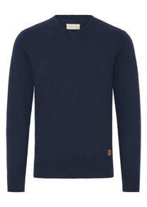 V-Ausschnitt-Pullover Blend "V-Ausschnitt-Pullover BHFibi", Herren, Gr. S, blau (marineblaus), Obermaterial: 70% Baumwolle CO recyc.. 30% Polyester Pol. recyc.., Pullover V-Ausschnitt-Pullover