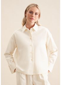 Hemdbluse Seidensticker "Schwarze Rose", Damen, Gr. XL(42), beige (ecru), 100% Baumwolle, unifarben, oversize, ohne Ausschnitt, Blusen Hemdbluse, 1/1 Kragen Uni