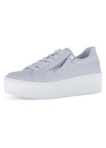 Plateausneaker Gabor, Damen, Gr. 37, blau (hellblau), Glattleder, unifarben, Schuhe Plateausneaker, Freizeitschuh, Halbschuh, Schn&uuml;rschuh mit Ziern&auml;hten