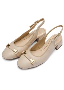 Slingpumps Ara "GRAZ", Damen, Gr. 9 (43), creme, cognac, Glattleder, Reptilienpr&auml;gung, unifarben mit Farbeinsatz, Schuhe Slingpumps, Blockabsatz, Businessschuh, mit verstellbarer Schnalle, H-Weite