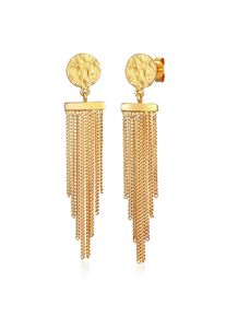 Paar Ohrstecker Elli "Ohrringe Stecker Pl&auml;ttchen Ketten Look Stylisch 925 Silber" Gr. 45, gold, Ohrringe, Damen, ohne Stein, Silber 925 (Sterlingsilber), Paar Ohrstecker