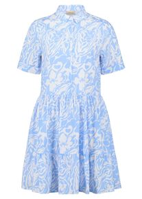 Blusenkleid Cartoon "Blusenkleid mit Taschen", Damen, Gr. 46, EURO, blau (wei&szlig;, blau), Obermaterial: 71% Baumwolle CO. 25% Polyamid PA. 4% Elasthan EL., Kleider Blusenkleid