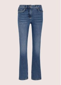 Madeleine Mode Regular-fit-Jeans MADELEINE "Jeans Slim-Fit-Jeans mit Formbund", Damen, Gr. 46, N + K Gr, blau, Obermaterial: 98% Baumwolle CO. 2% Elasthan EL., Jeans Regular-fit-Jeans