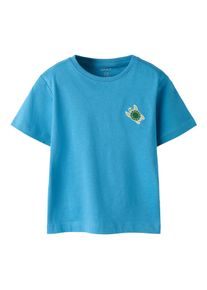 T-Shirt name it "NMMFRANK SS NREG TOP BOX PB", M&auml;dchen, Gr. 122/128, cyaneus, Jersey, Obermaterial: 100% Baumwolle, unifarben, normal normal, Rundhals, Shirts T-Shirt