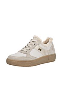 Plateausneaker Remonte, Damen, Gr. 38, beige (wei&szlig;, hellbeige), Leder, Textil, Veloursleder, Schuhe Plateausneaker, Schn&uuml;rschuh, Halbschuh mit wasserabweisender TEX-Membran