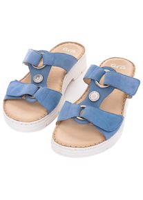 Pantolette Ara "LA PALMA", Damen, Gr. 42, blau (azurblau), Veloursleder, unifarben, Schuhe Pantolette, Sandale, Klettschuh in Schuhweite G (= weit)
